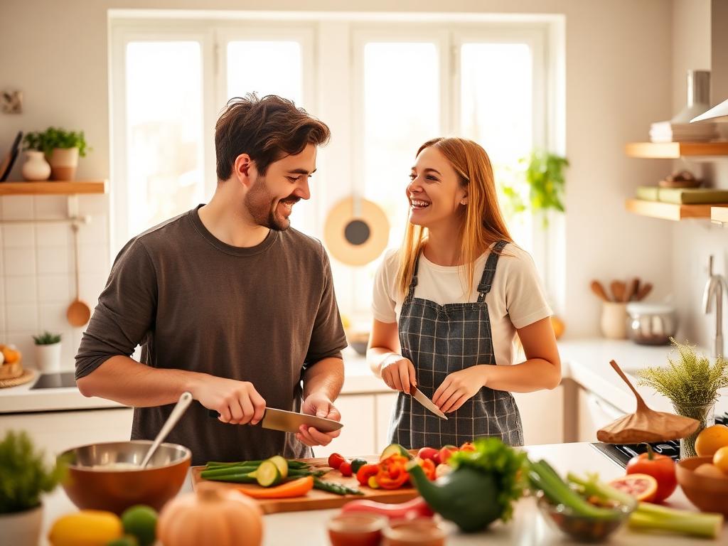 Amigos cocinando juntos